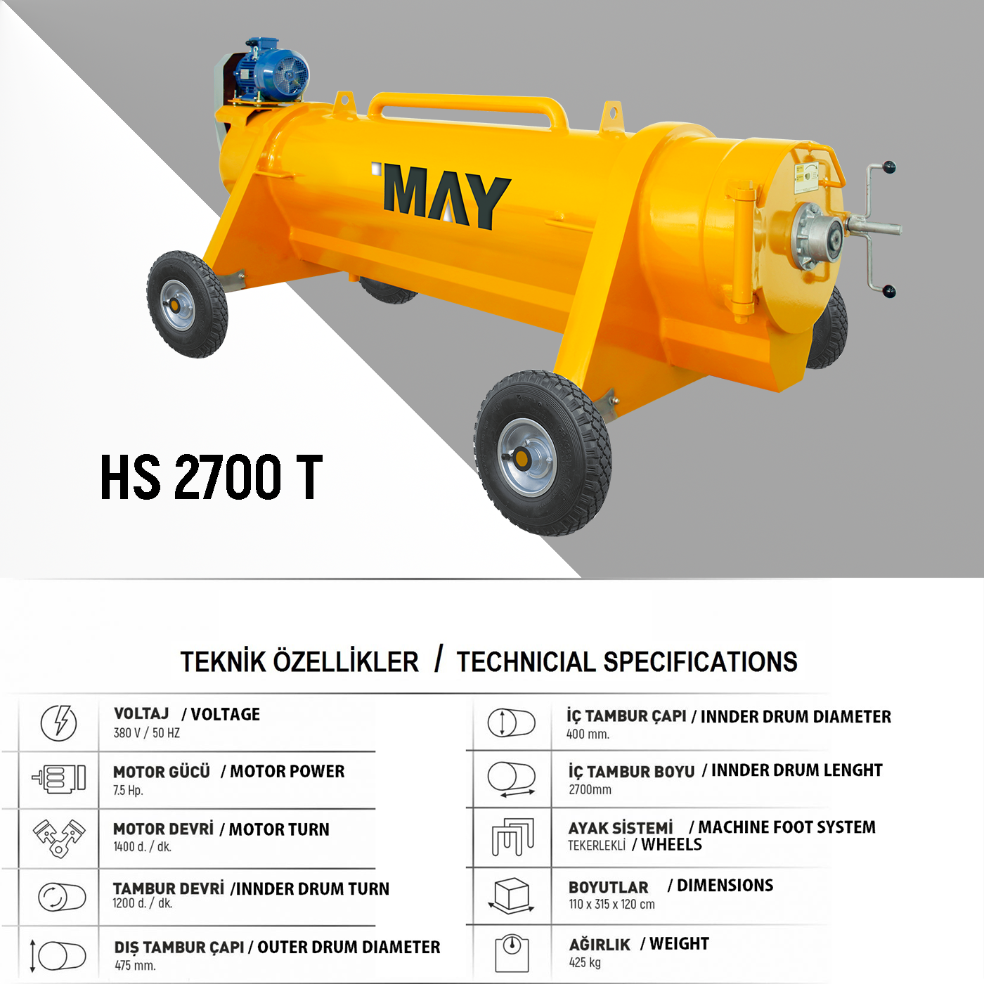 tekerlekli halı sıkma makinası HS 2700 T